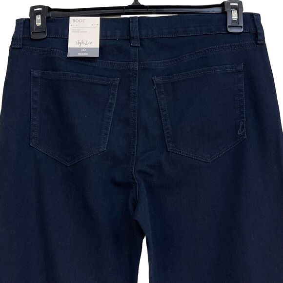Style & Co SZ 10 Boot Leg Jeans Mid-Rise Dark Wash Stretch 5-Pocket Blue Womens - Picture 4 of 10